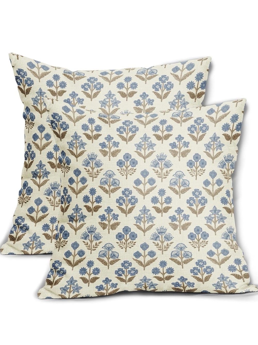 Blue Floral Throw Pillow Pair